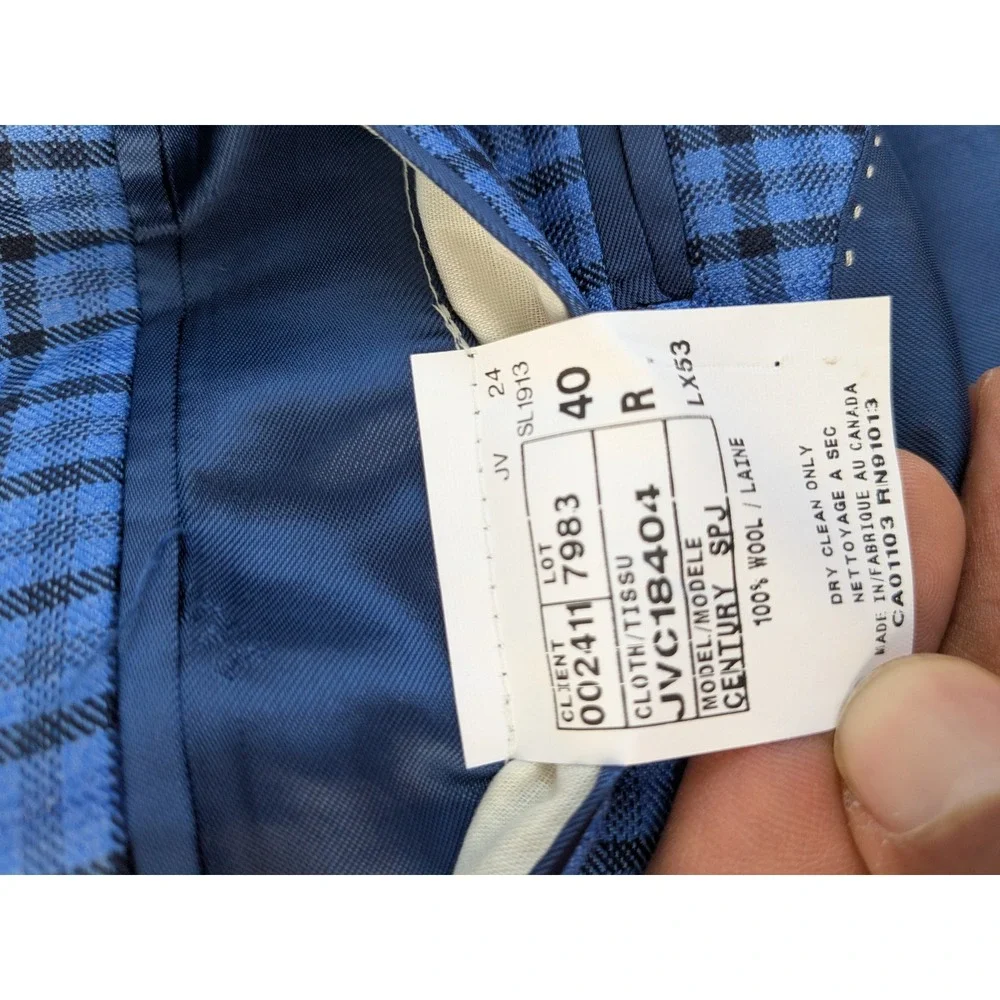 NWT Jack‎ Victor 1913 Luxury Collection Blue Plaid Blazer 40R Made in Canada